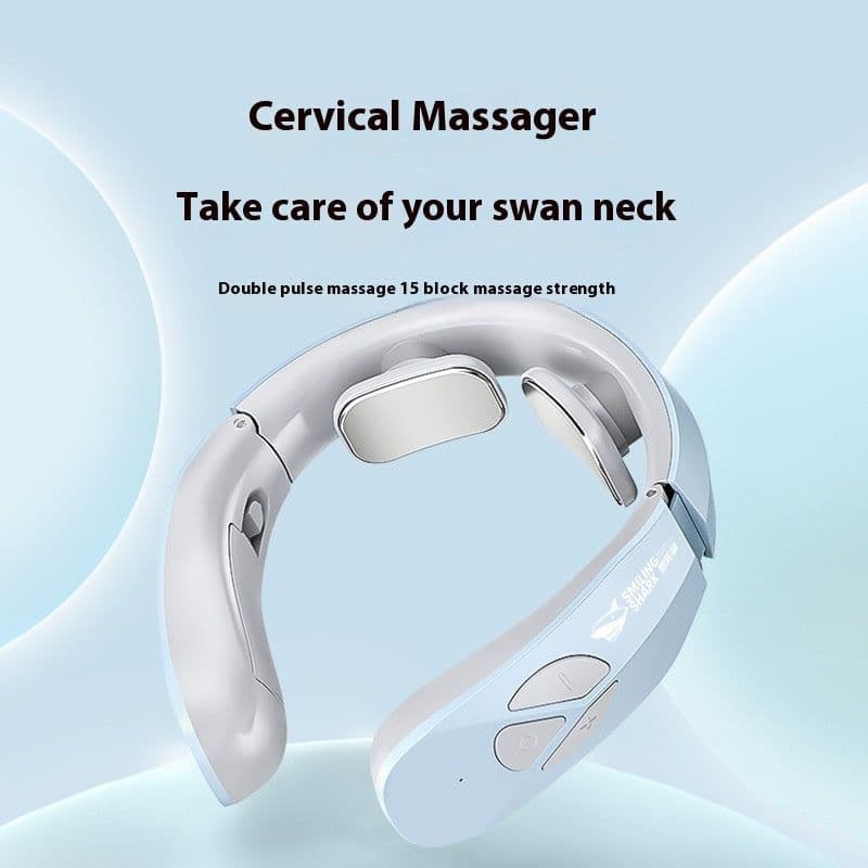 image-Electric Neck Massager EMS Pulse Rechargeable USB Cervical Traction Therapy Massage Stimulator Pain Relief Heating Function
