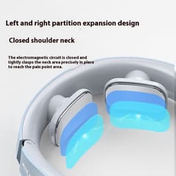 image-Electric Neck Massager EMS Pulse Rechargeable USB Cervical Traction Therapy Massage Stimulator Pain Relief Heating Function