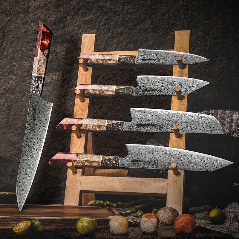 image-Damascus Steel Kitchen Knife Chef Cutting Knife Universal Knife Household Slice