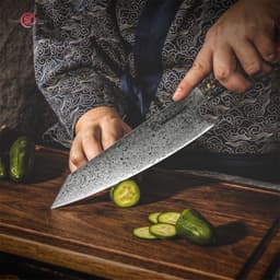 image-Damascus Steel Kitchen Knife Chef Cutting Knife Universal Knife Household Slice