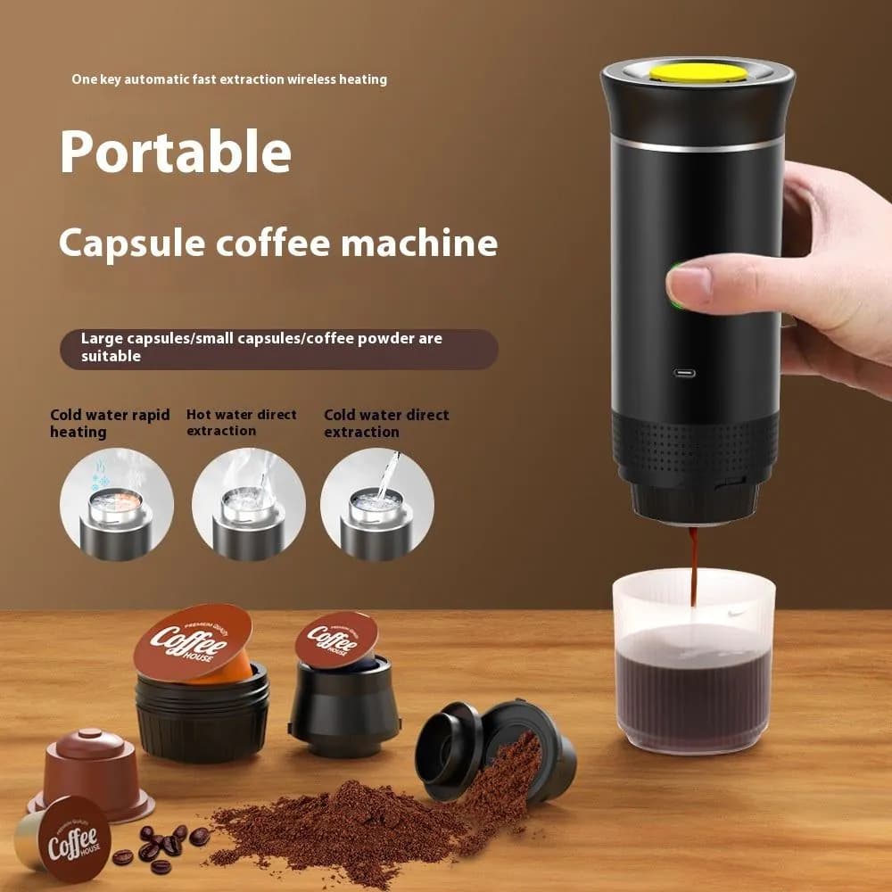 image-Electric Grinder Coffee Travel Handy 3 In1 Espresso Portable Coffee Espresso Maker Machine Cafe Portable Capsule Coffee Machine Kitchen Gadgets