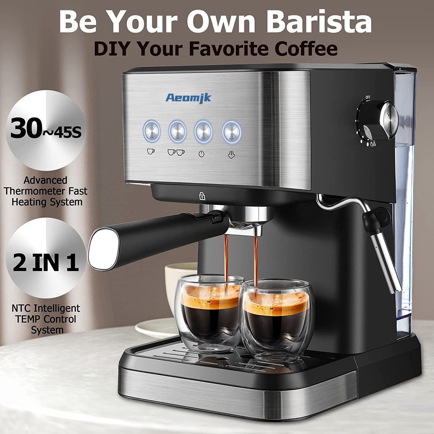 image-Italian Semi-automatic Concentrated High Pressure Extraction Frothed Milk Coffee Machine