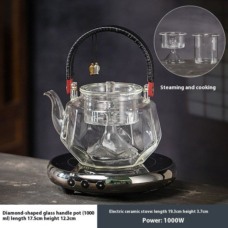 image-Glass Cooking Kettle Electric Ceramic Stove Household Tea Set Small Health Preservation Tea-boiling Stove Suit