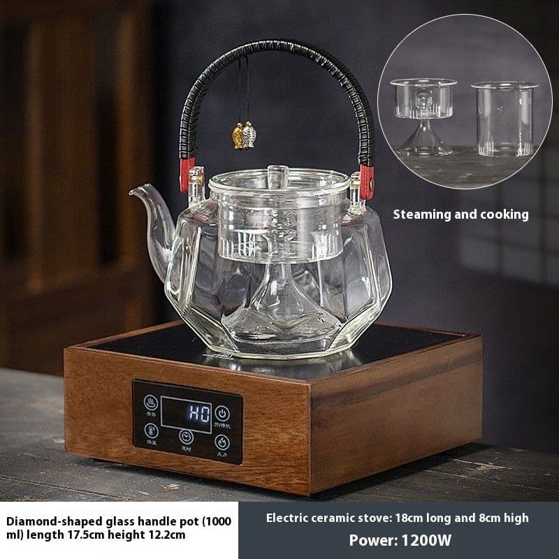 image-Glass Cooking Kettle Electric Ceramic Stove Household Tea Set Small Health Preservation Tea-boiling Stove Suit