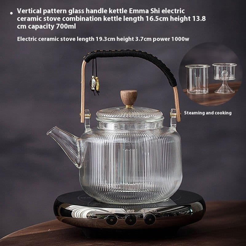 image-Glass Cooking Kettle Electric Ceramic Stove Household Tea Set Small Health Preservation Tea-boiling Stove Suit