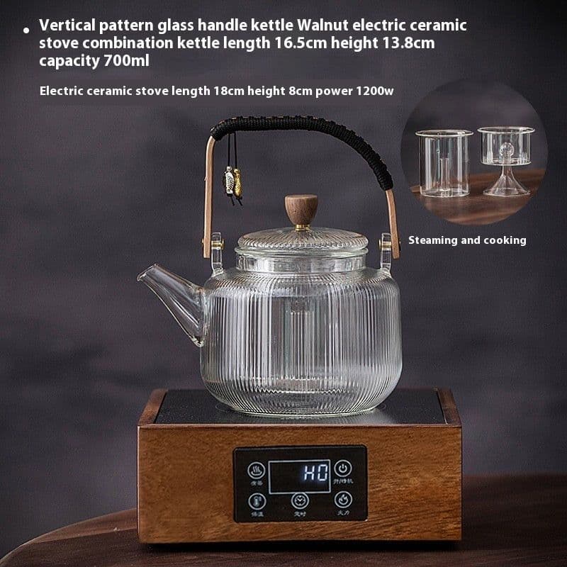 image-Glass Cooking Kettle Electric Ceramic Stove Household Tea Set Small Health Preservation Tea-boiling Stove Suit