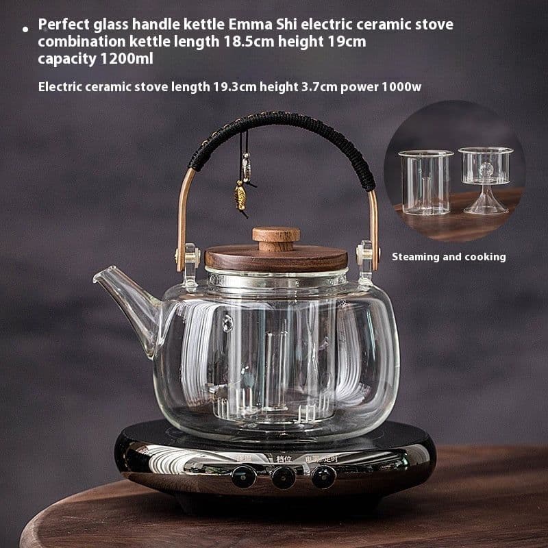 image-Glass Cooking Kettle Electric Ceramic Stove Household Tea Set Small Health Preservation Tea-boiling Stove Suit