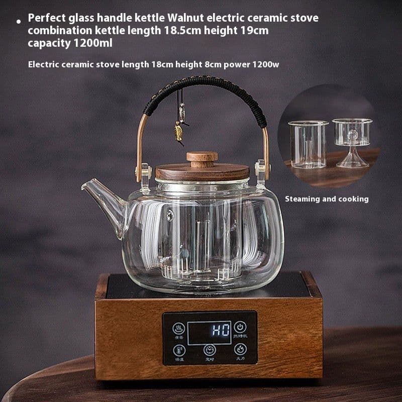 image-Glass Cooking Kettle Electric Ceramic Stove Household Tea Set Small Health Preservation Tea-boiling Stove Suit