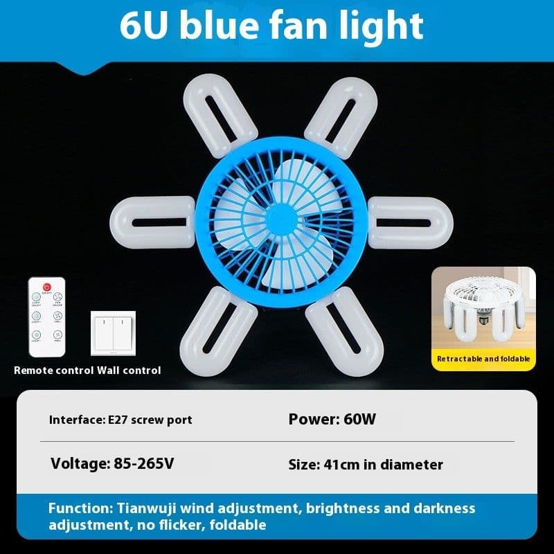 image-E27 Screw Fan Lamp Smart Remote Control Living Room Bedroom Fan-style Ceiling Lamp