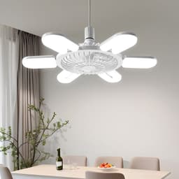 image-E27 Screw Fan Lamp Smart Remote Control Living Room Bedroom Fan-style Ceiling Lamp