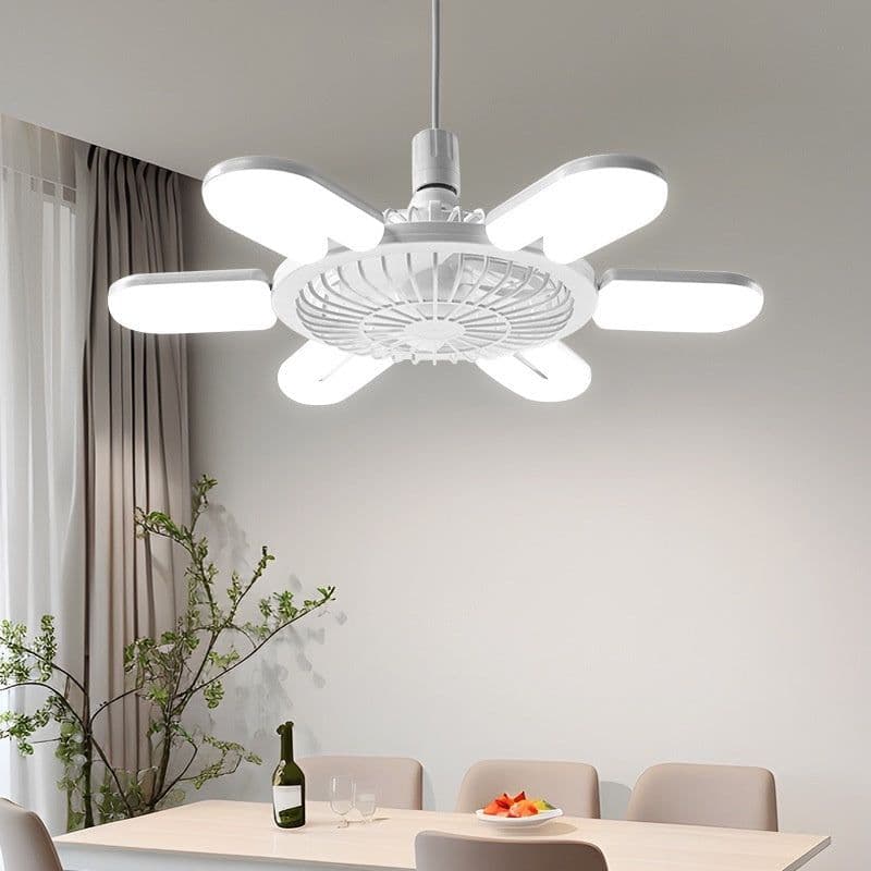 image-E27 Screw Fan Lamp Smart Remote Control Living Room Bedroom Fan-style Ceiling Lamp