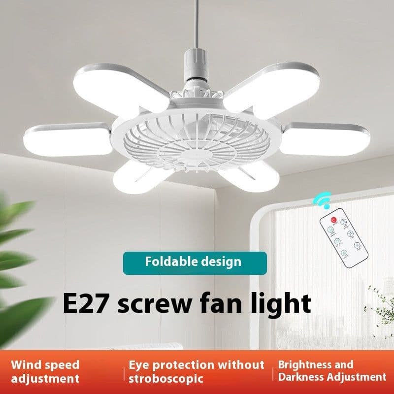 image-E27 Screw Fan Lamp Smart Remote Control Living Room Bedroom Fan-style Ceiling Lamp