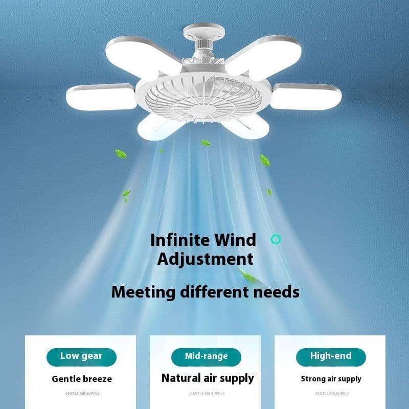 image-E27 Screw Fan Lamp Smart Remote Control Living Room Bedroom Fan-style Ceiling Lamp
