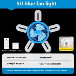 image-E27 Screw Fan Lamp Smart Remote Control Living Room Bedroom Fan-style Ceiling Lamp