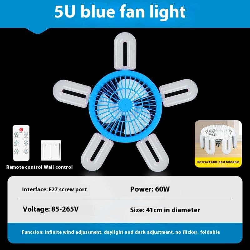 image-E27 Screw Fan Lamp Smart Remote Control Living Room Bedroom Fan-style Ceiling Lamp