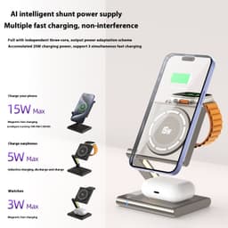 image-Folding Mobile Phone Headset Watch Three-in-one Wireless Charger