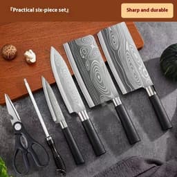 image-Household Kitchen Knife Suit Laser Pattern Stainless Steel Kitchen Knives