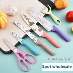 image-Household Kitchen Knives Stainless Steel Knives 6-piece Printing Set