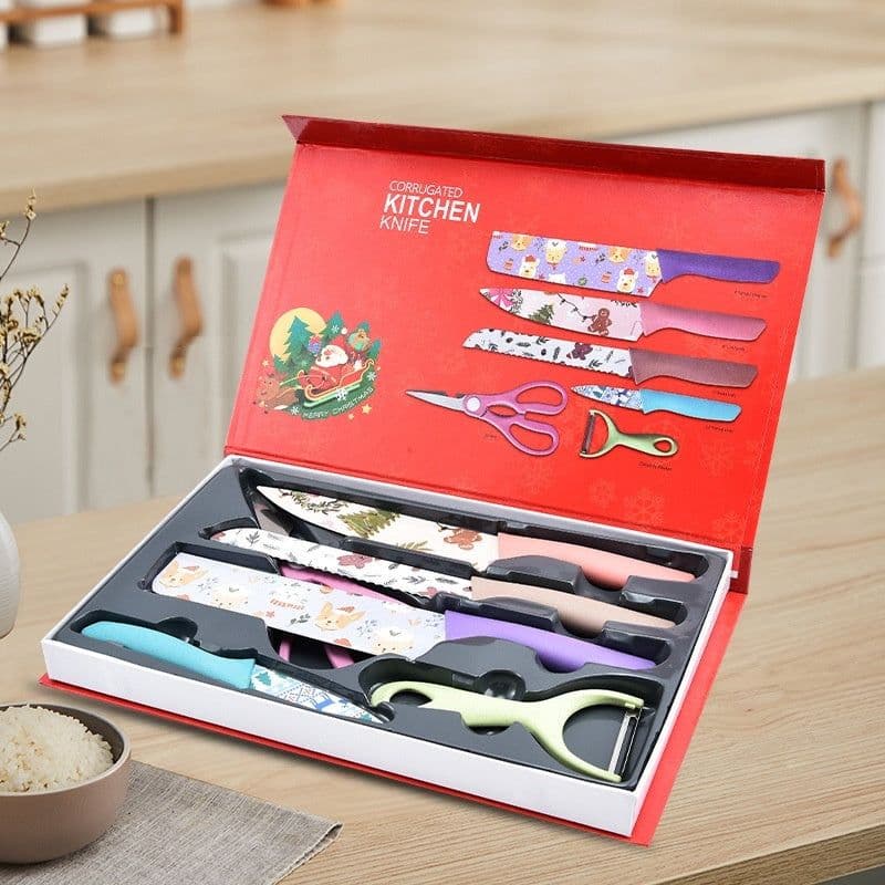 image-Household Kitchen Knives Stainless Steel Knives 6-piece Printing Set
