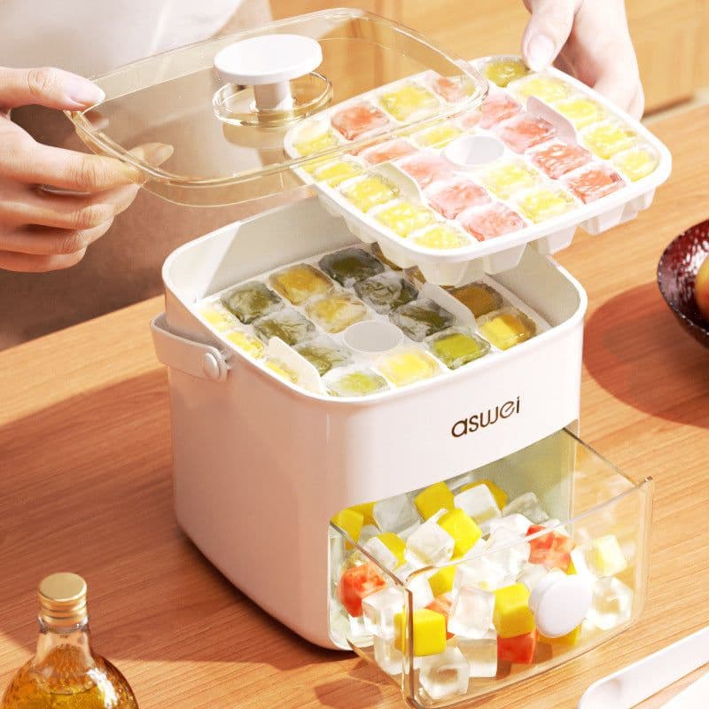 image-Large Capacity Ice Storage Household Food Grade Pressing Ice Cube Mold Ice Maker