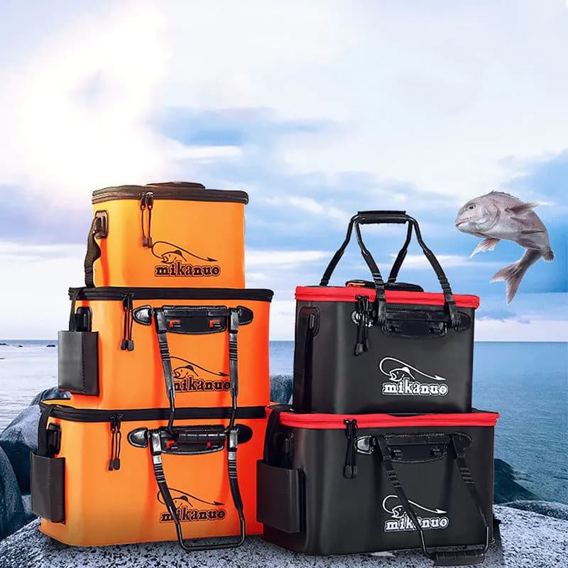 image-EVA Portable Fishing Bag Folding Thicken Live Fishing Box Tank Bucket Camping Fishing Tackle Fishbox Storage Bag