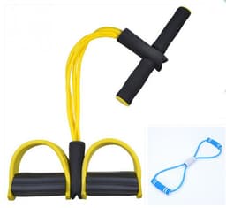 image-Natural Latex Foot Pedal Elastic Pull Rope with Handle Fitness Equipment Bodybuilding Expander
