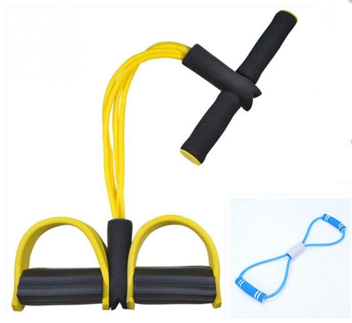 image-Natural Latex Foot Pedal Elastic Pull Rope with Handle Fitness Equipment Bodybuilding Expander
