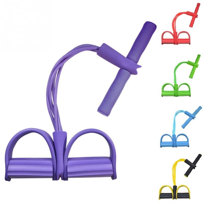 image-Natural Latex Foot Pedal Elastic Pull Rope with Handle Fitness Equipment Bodybuilding Expander
