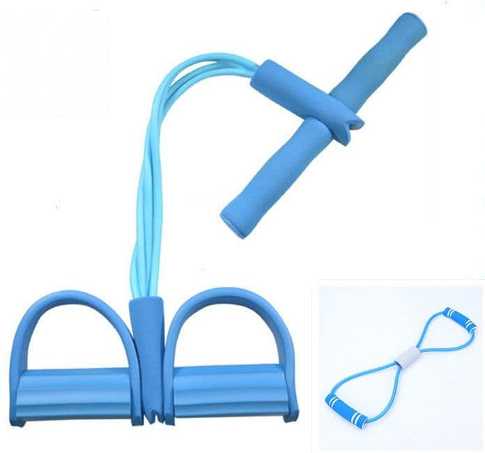 image-Natural Latex Foot Pedal Elastic Pull Rope with Handle Fitness Equipment Bodybuilding Expander