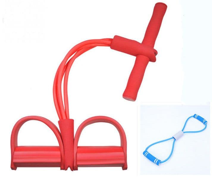 image-Natural Latex Foot Pedal Elastic Pull Rope with Handle Fitness Equipment Bodybuilding Expander