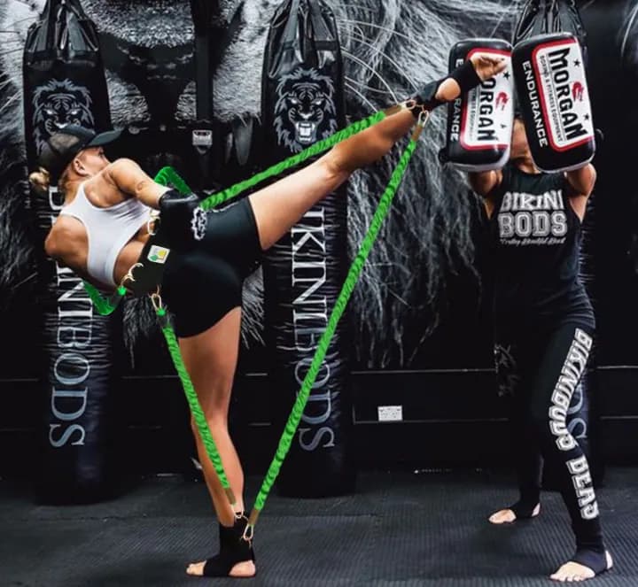 image-150 lbs Resistance Elastic Boxing Gloves Crossfit Training Belt Leg Strength and Agility Training Strap for Football Basketball Taekwondo