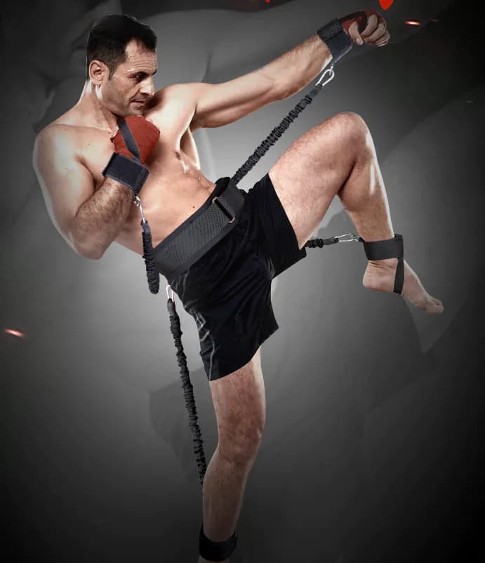 image-150 lbs Resistance Elastic Boxing Gloves Crossfit Training Belt Leg Strength and Agility Training Strap for Football Basketball Taekwondo
