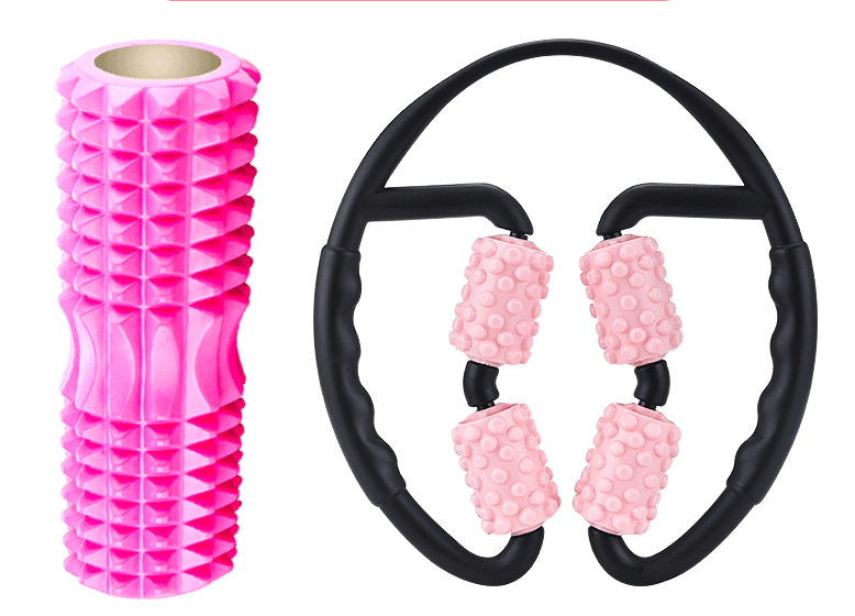 image-Multifunctional Muscle Massager Relaxation Roller Ring Clamp Yoga Body Shaping 4 Wheels Fitness Device for Sports