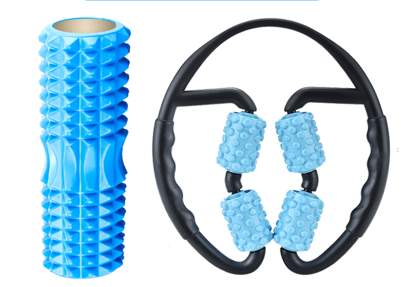 image-Multifunctional Muscle Massager Relaxation Roller Ring Clamp Yoga Body Shaping 4 Wheels Fitness Device for Sports