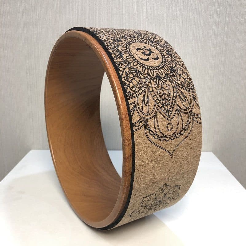image-Cork Yoga Wheel Wood Grain Printing Hoop