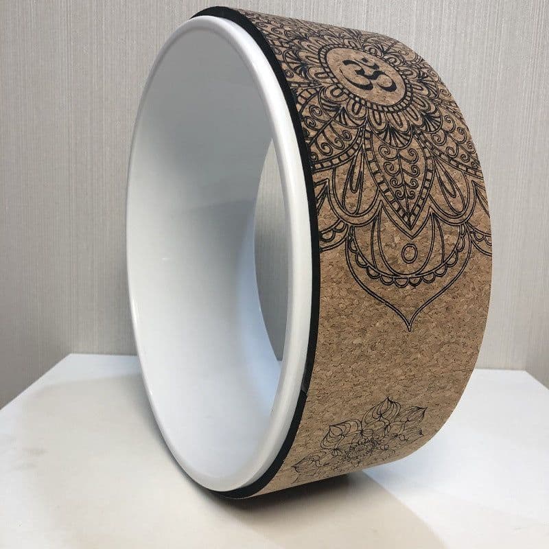 image-Cork Yoga Wheel Wood Grain Printing Hoop