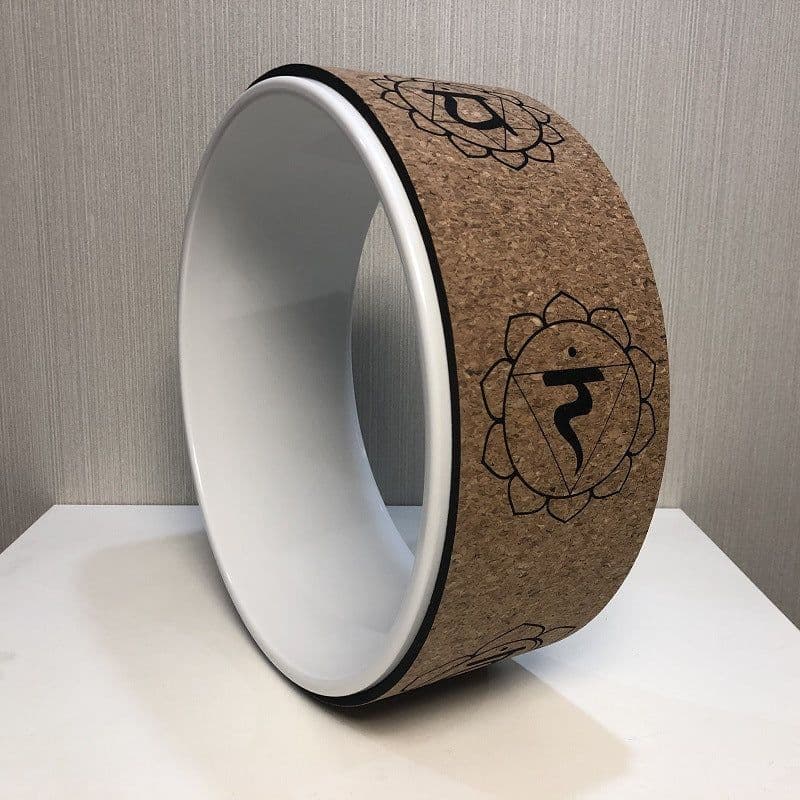 image-Cork Yoga Wheel Wood Grain Printing Hoop