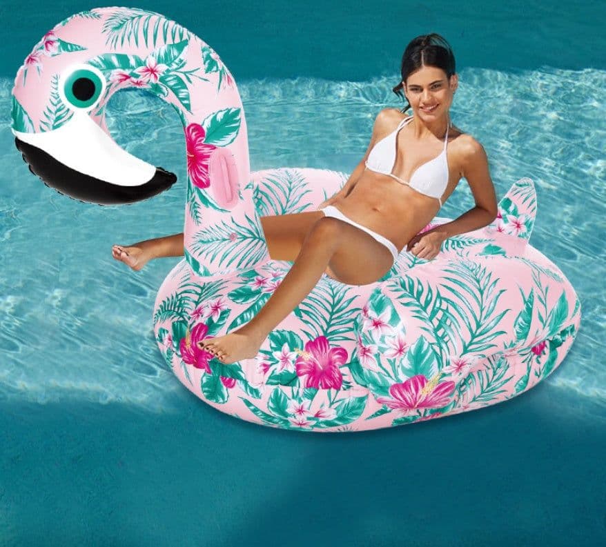 image-YUYU model inflatable pink flamingo swimming float Tube adult raft model pink flamingo pool float swim ring summer water fun pool toys