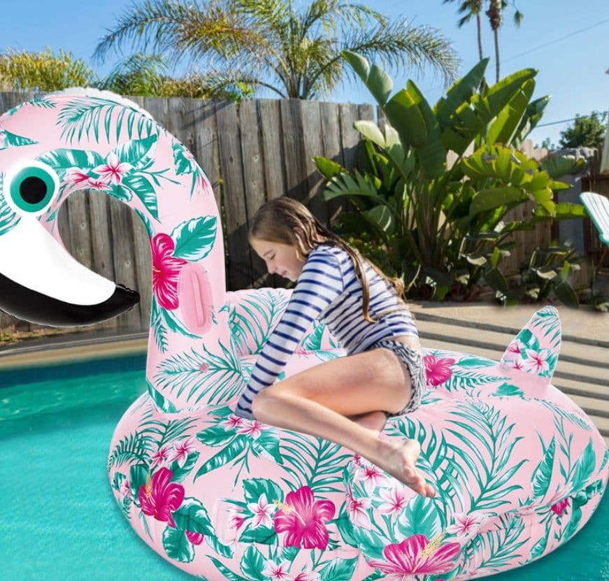 image-YUYU model inflatable pink flamingo swimming float Tube adult raft model pink flamingo pool float swim ring summer water fun pool toys