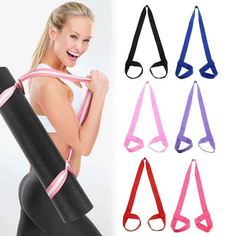 image-Yoga Mat Strap Strap Belt Adjustable Sports Sling Carrier Shoulder Carry Strap Belt Exercise Stretch Fitness Elastic Yoga Belt