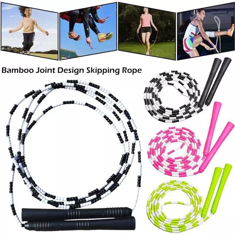 image-PVC Family Sports Jump Rope Children's Fancy Bamboo Jump Rope Non-slip Handle Hard Bead Yoga Rope Skipping