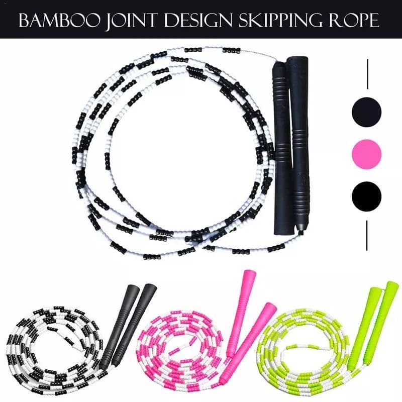 image-PVC Family Sports Jump Rope Children's Fancy Bamboo Jump Rope Non-slip Handle Hard Bead Yoga Rope Skipping