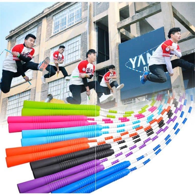 image-PVC Family Sports Jump Rope Children's Fancy Bamboo Jump Rope Non-slip Handle Hard Bead Yoga Rope Skipping