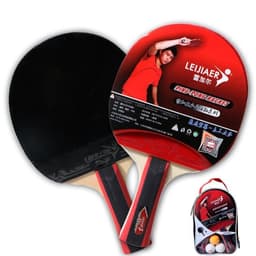 image-Table tennis racket with two rackets and three balls