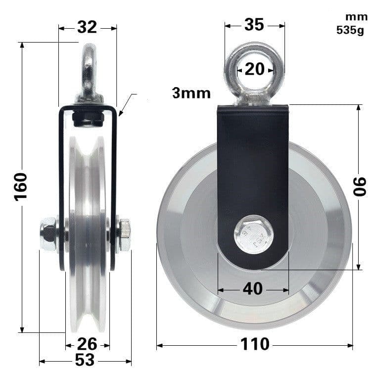 image-Fitness equipment accessories roller aluminum alloy guide wheel