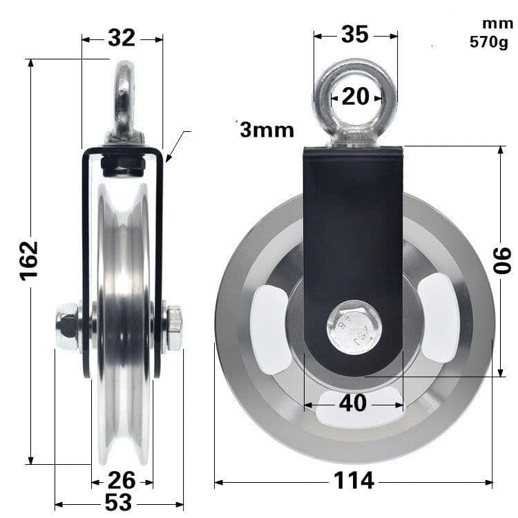 image-Fitness equipment accessories roller aluminum alloy guide wheel