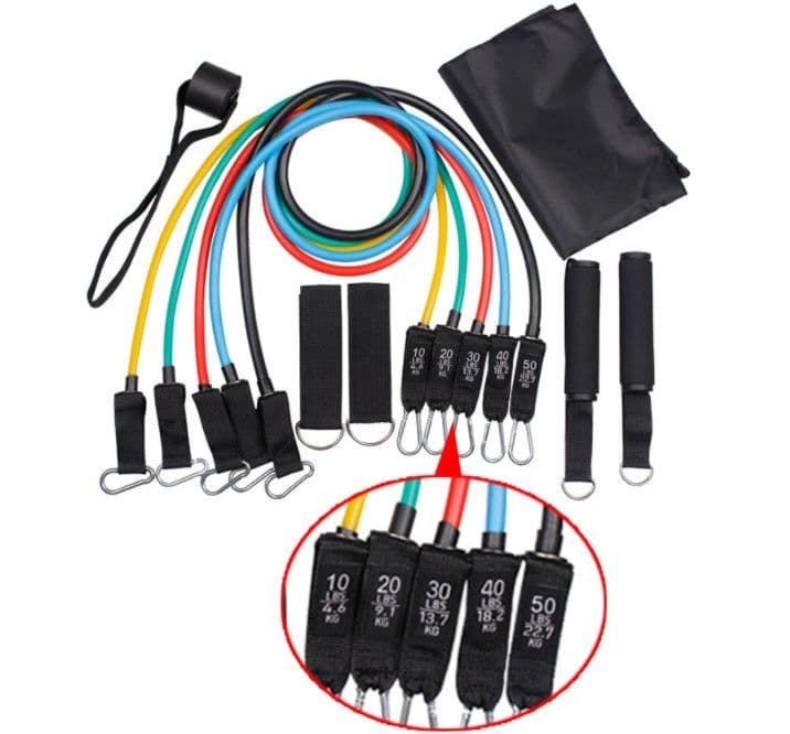 image-Multifunctional Rally TPE11 Piece Set Fitness Rally Rope Latex Elastic Cord Resistance Ring