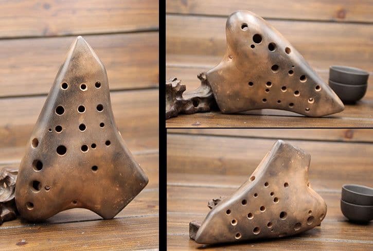 image-AC Ocarina three tube midrange C tuning tube smoked Ocarina