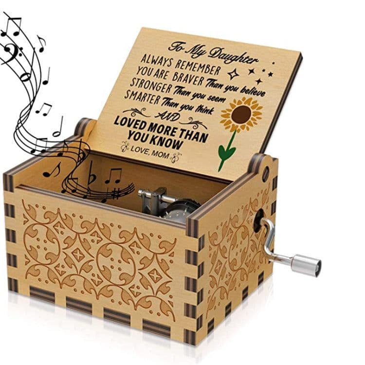 image-Antique Carved Wooden Hand Crank Spirited Away Music Box Christmas Gift Birthday Gift Party Decoration