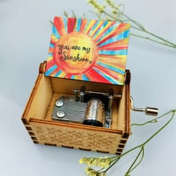 image-Antique Carved Wooden Hand Crank Spirited Away Music Box Christmas Gift Birthday Gift Party Decoration